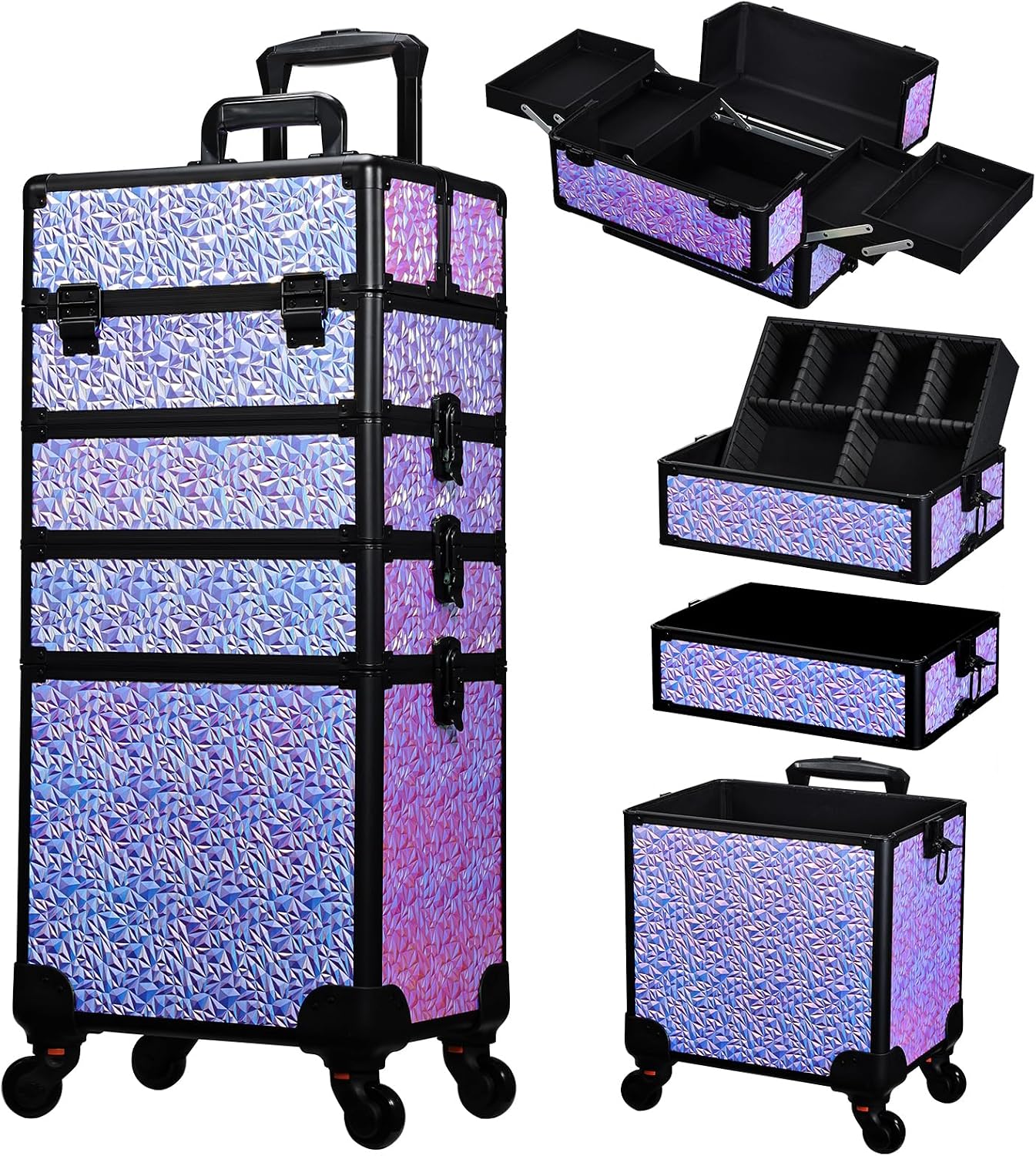 Beauty Makeup Vanity Set - Rollender Make-up-Koffer, großer Kosmetik-Aufbewahrungswagen mit Schubladen,